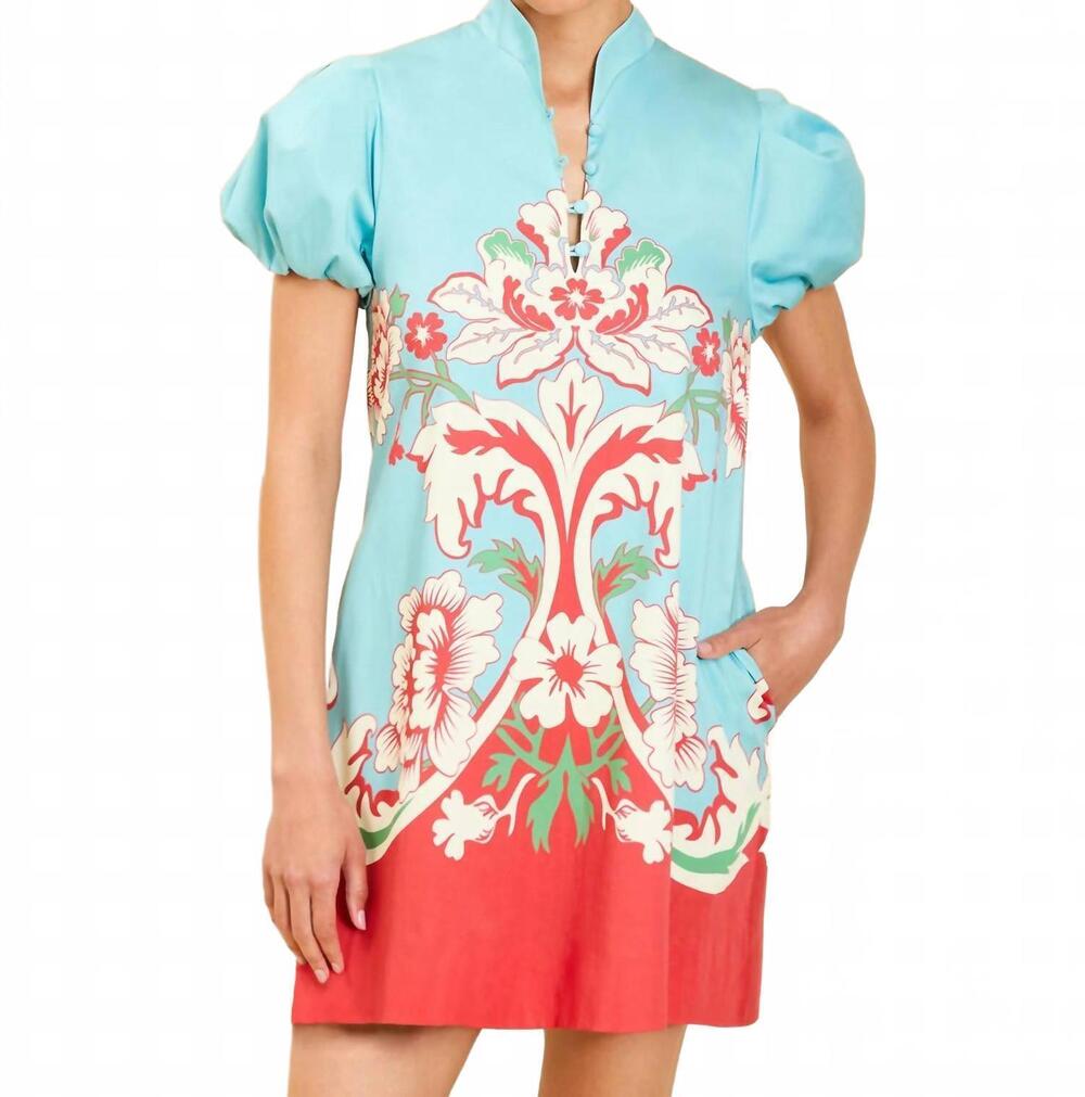NEW MESTIZA NEW YORK elliana mini dress in la botanica blue